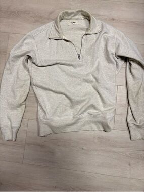 Buck Mason Light Oatmeal Half-Zip Sweater